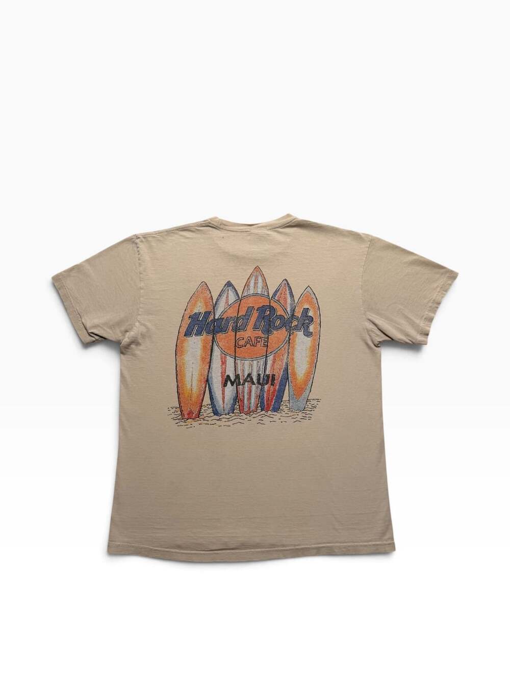 Hard Rock Cafe x Pacsun Vintage Maui T-Shirt Medium Tan Surfboard Graphic